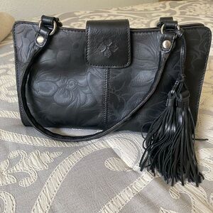 Patricia Nash Black Floral Embossed Shoulder Bag
